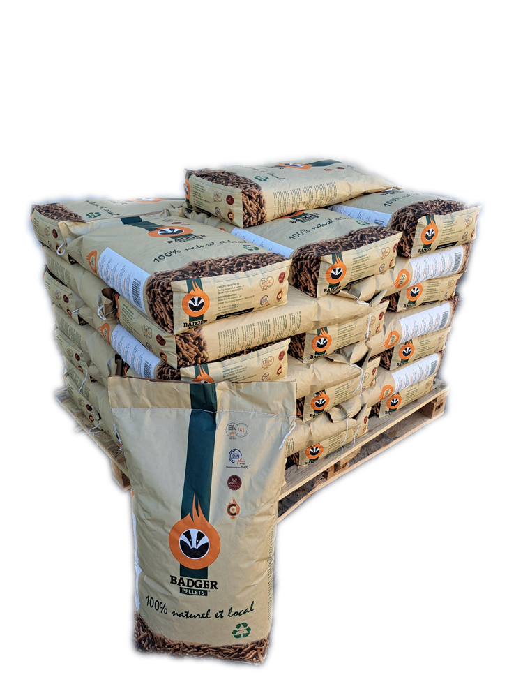 Badger Holzpellets – 1/2 Palette 36 Säcke à 15 kg (540 kg)