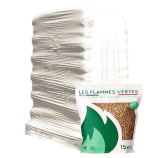 Flamme Verte Holzpellets – Palette 65 Sack à 15 kg (975 kg)