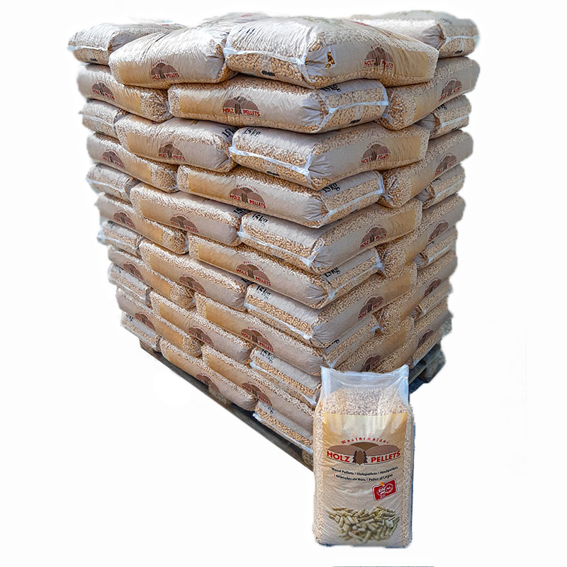 Holz Westerwalder Pellets – Vollpalette 66 Sack à 15 kg (990 kg)