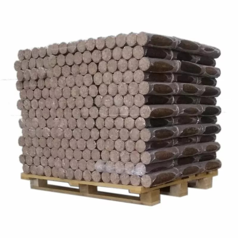 Holzbriketts Laubholz 100 % naturell – Palette 1 Tonne (117 Packs à 5 Stück)