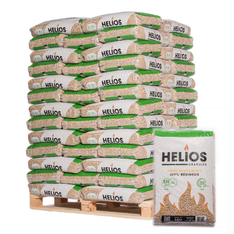 Holzpellets Helios – Palette 65 Sack à 15 kg (975 kg)