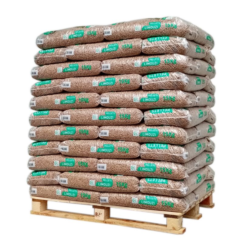Holzpellets Limouzi DINplus – Palette 66 Sack à 15 kg (990 kg)