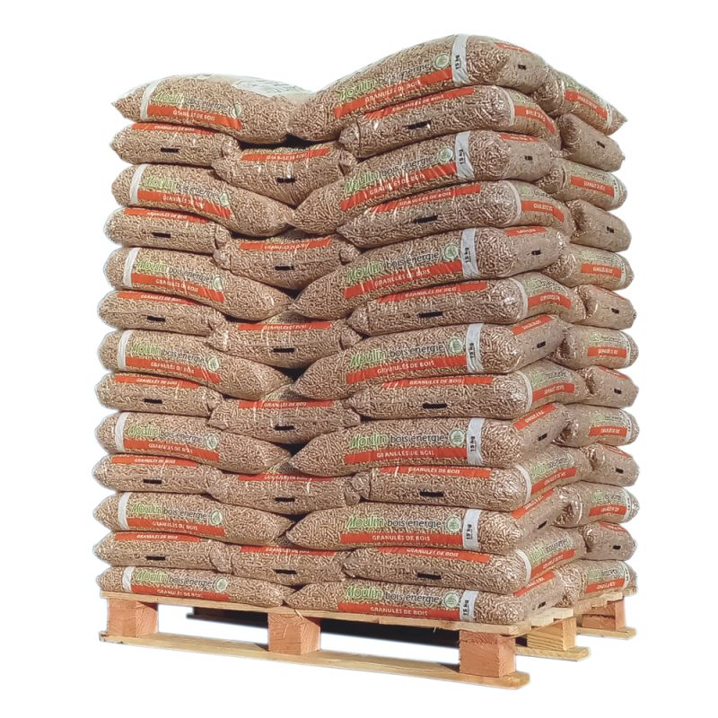 Holzpellets Moulin Bois Énergie – Palette 65 Sack à 15 kg