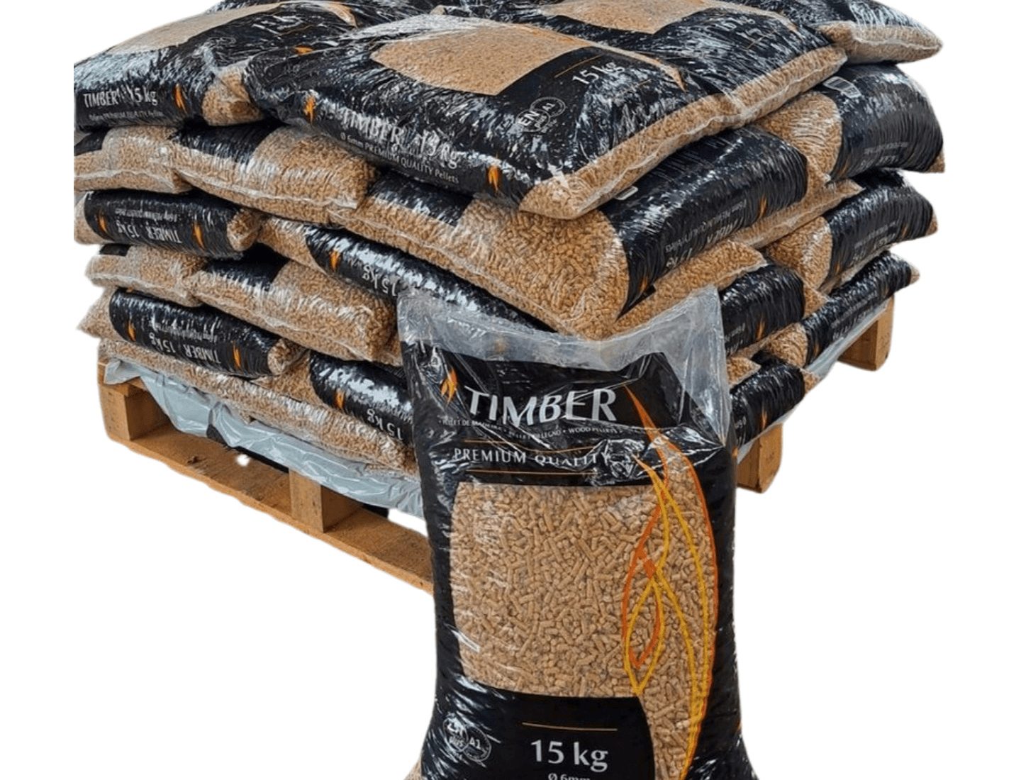 Timber Holzpellets – Halbpalette 36 Sack à 15 kg (540 kg)